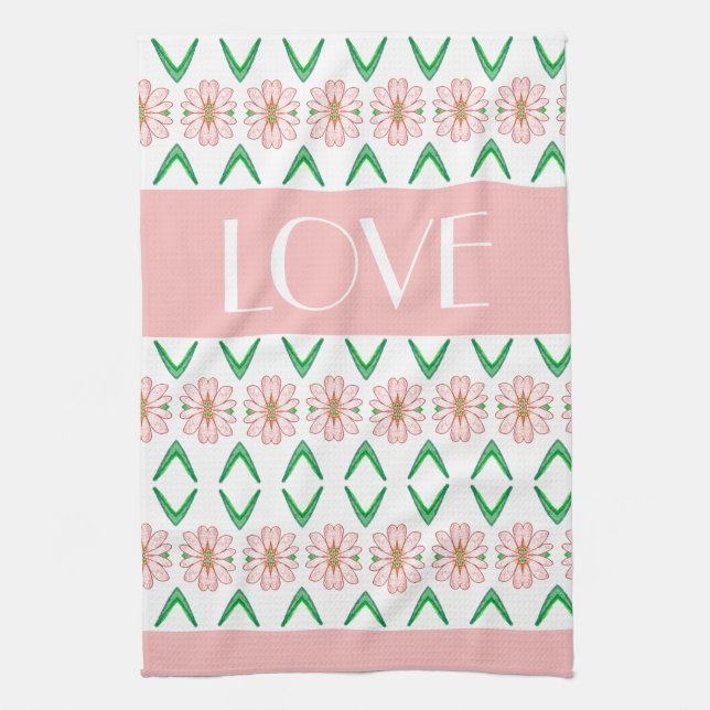Daisy like floral kitchen towel (Vertical)