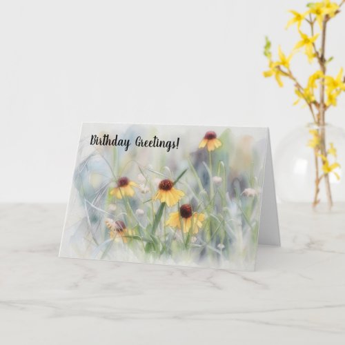 Daisy Like Wildflowers Watercolor Birthday Card