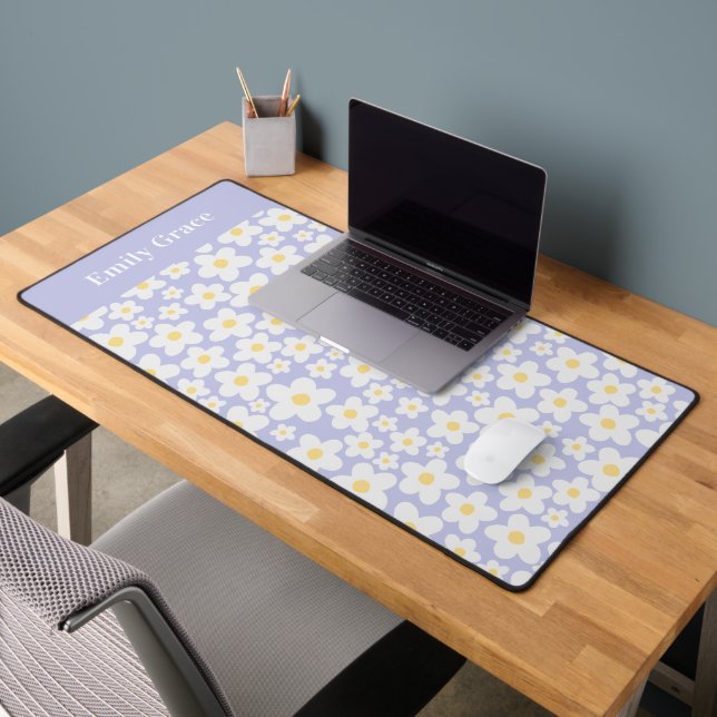 Daisy lilac modern photo cute modern elegant desk mat (Office 2)