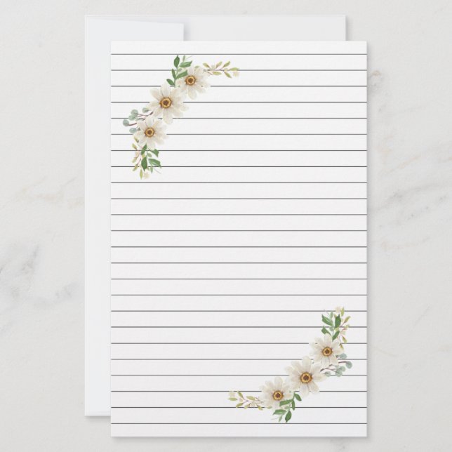 Daisy Lined Stationery  (Front)