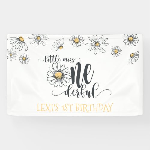 Daisy Little Miss ONEderful Party Banner _ White