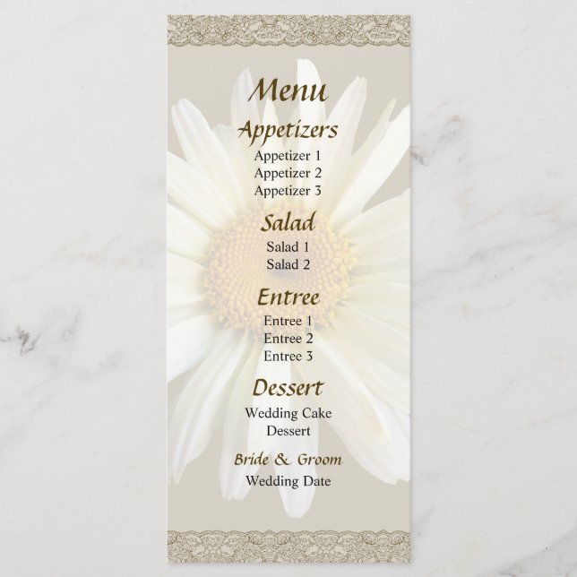 Daisy Looking Up Wedding Menu (Front)