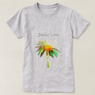 Daisy love slogan modern watercolor art flower T-Shirt