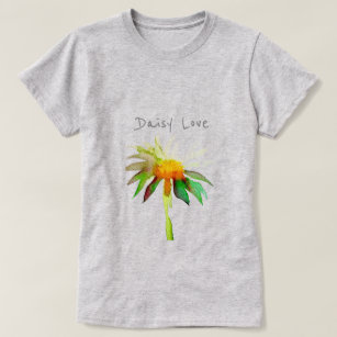 Daisy love slogan modern watercolor art flower T-Shirt