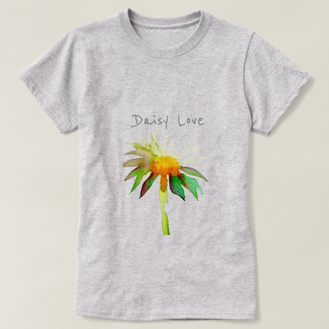 Daisy love slogan modern watercolor art flower T-Shirt (Design Front)