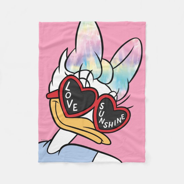 Daisy "Love Sunshine" Retro Sunglasses Graphic Fleece Blanket (Front)