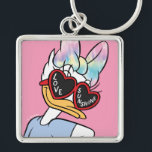 Daisy "Love Sunshine" Retro Sunglasses Graphic Keychain<br><div class="desc">Soak up the good vibes with this ultra-dreamy and chic Daisy character design! Perfectly capturing the essence of a sun-drenched afternoon, this graphic features a stylish Daisy Duck sporting a stunning pastel tie-dye bow in soft shades of rainbow watercolor. The focal point of this artwork is a pair of iconic...</div>