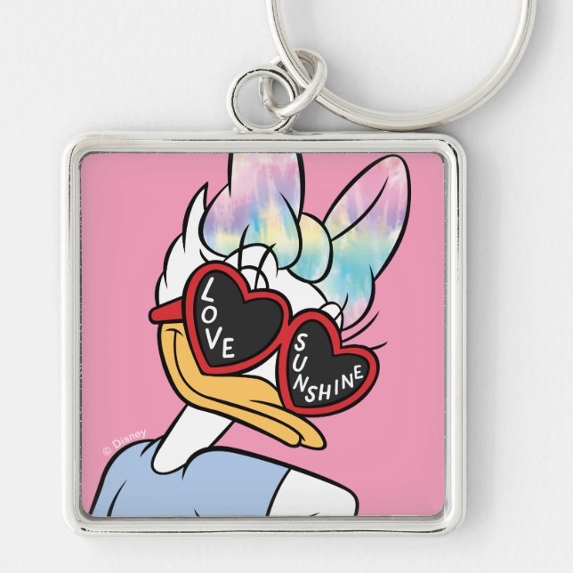 Daisy "Love Sunshine" Retro Sunglasses Graphic Keychain (Front)