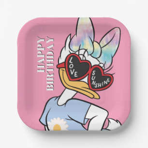Daisy "Love Sunshine" Retro Sunglasses Graphic Paper Plates