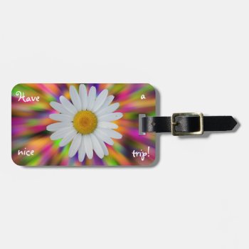 Daisy Luggage Tag With Leather Strap by Shopia at Zazzle