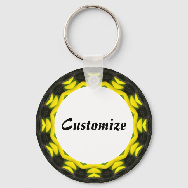 Daisy Mandala Template 19 Keychain (Front)