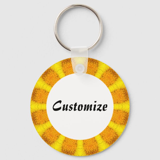 Daisy Mandala Template 23 Keychain (Front)