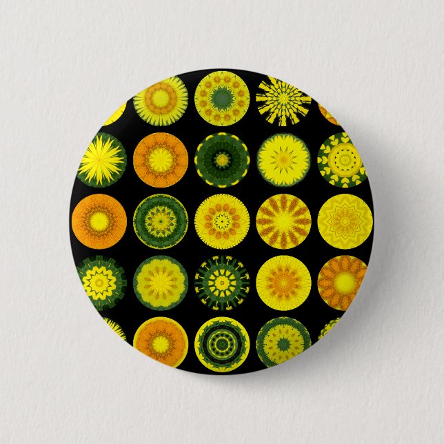 Daisy Mandalas Pinback Button (Front)