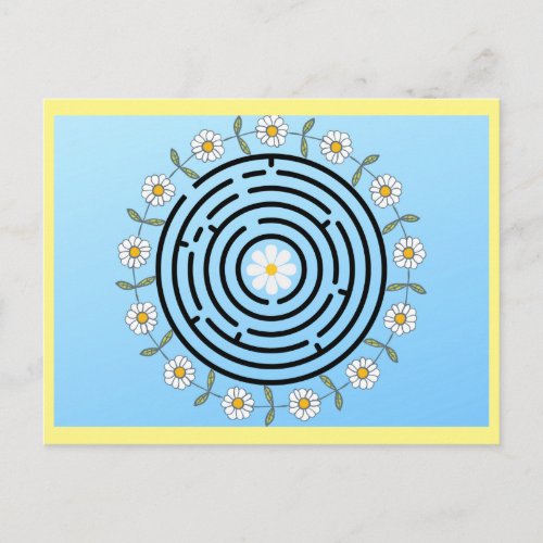 Daisy Maze Daisy Garden Game Yellow White Flower Postcard