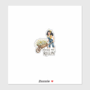 Daisy Me Rolling Gardening Pun Sticker