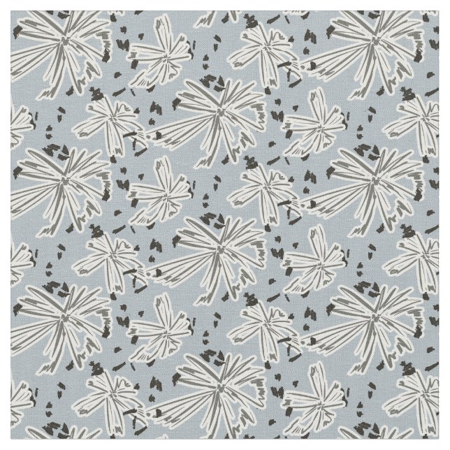 Daisy meadow - blue  fabric (Close Up)