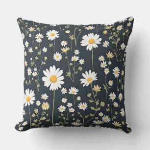 Daisy Meadow Floral Pattern.Modern Outdoor Throw Pillow