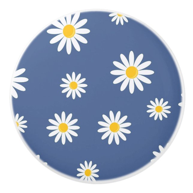 Daisy Meadows Blue Ceramic Knob (Front)