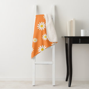 Daisy Meadows Orange Sherpa Blanket