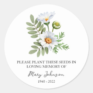 Daisy Memorial Funeral Seed Packet Classic Round Sticker