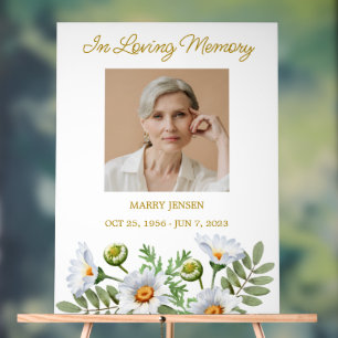 Daisy Memorial Photo Funeral Acrylic Sign