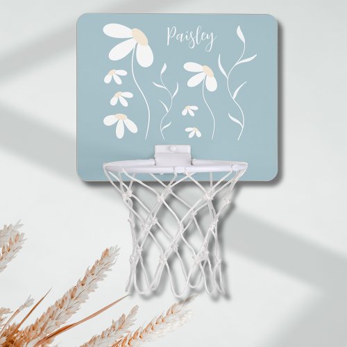 Daisy Mini Basketball Hoop  Floral Botanical Green