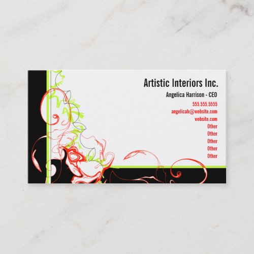 Daisy Mod - Red &amp; Green Business Card Template