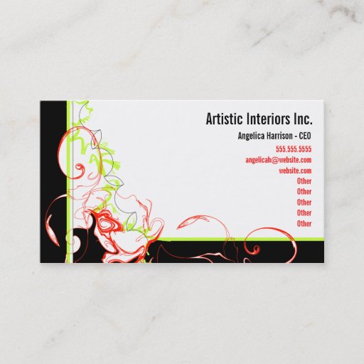 Customizable Daisy Mod - Red &amp; Green Business Card Template