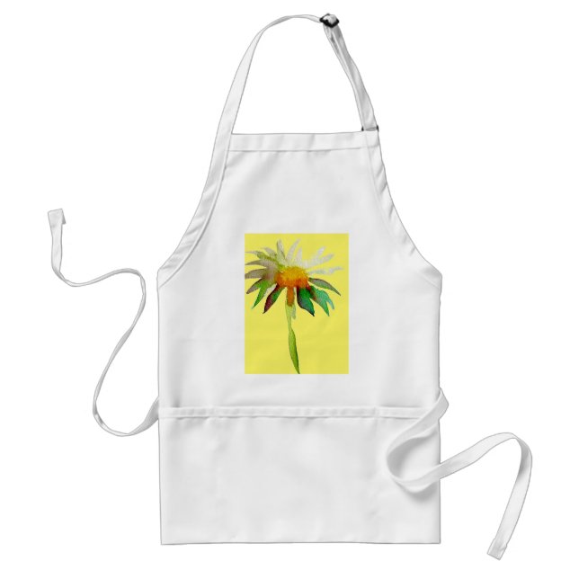 Daisy modern art flower on yellow adult apron (Front)