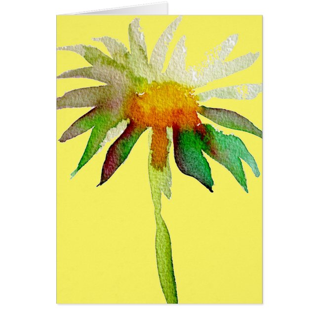 Daisy modern art flower on yellow cards (Front)