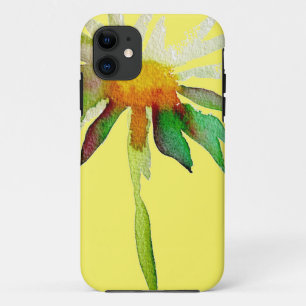 Daisy modern art flower on yellow iPhone 11 case