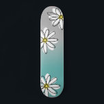 Daisy Modren Teal Grey Ombre Doodle Skateboard<br><div class="desc">This design may be personalized by choosing the customize option to add text or make other changes. If this product has the option to transfer the design to another item, please make sure to adjust the design to fit if needed. Contact me at colorflowcreations@gmail.com if you wish to have this...</div>