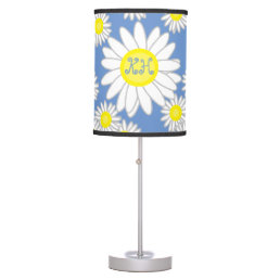 Daisy Monogram Blue White and Yellow Table Lamp