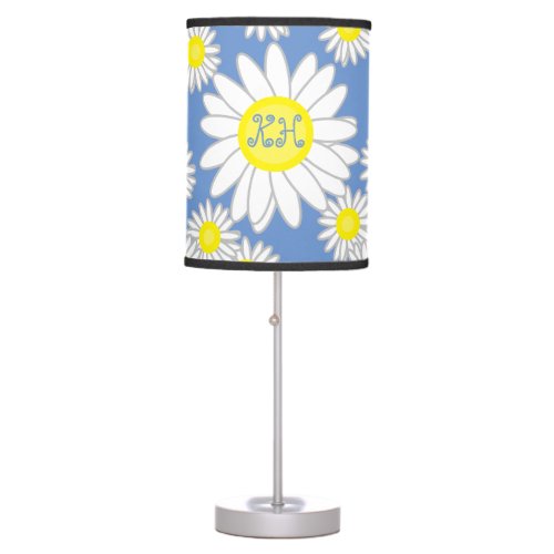 Daisy Monogram Blue White and Yellow Table Lamp