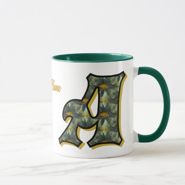 Daisy Monogram Initial A Personalized Mug (Right)