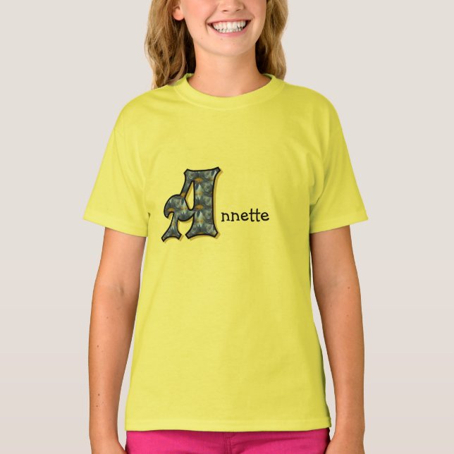 Daisy Monogram Initial A Personalized T-Shirt (Front)