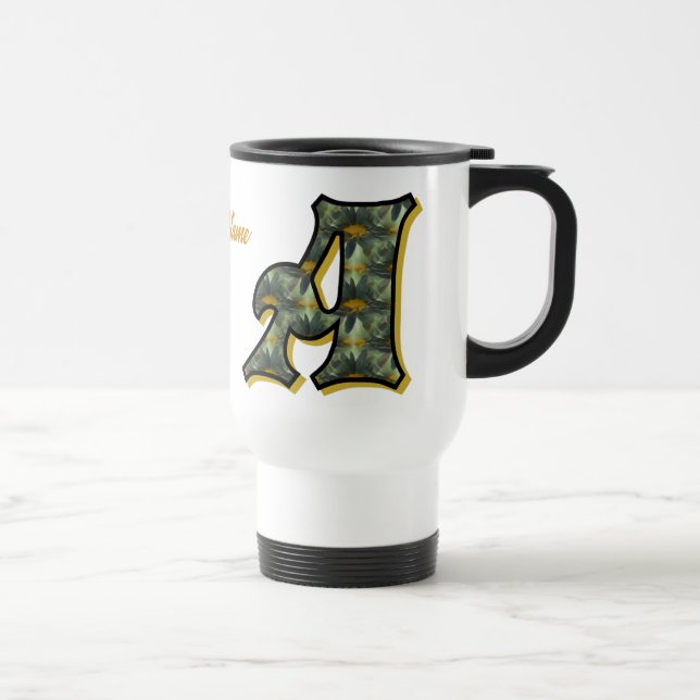 Daisy Monogram Initial A Personalized Travel Mug (Right)