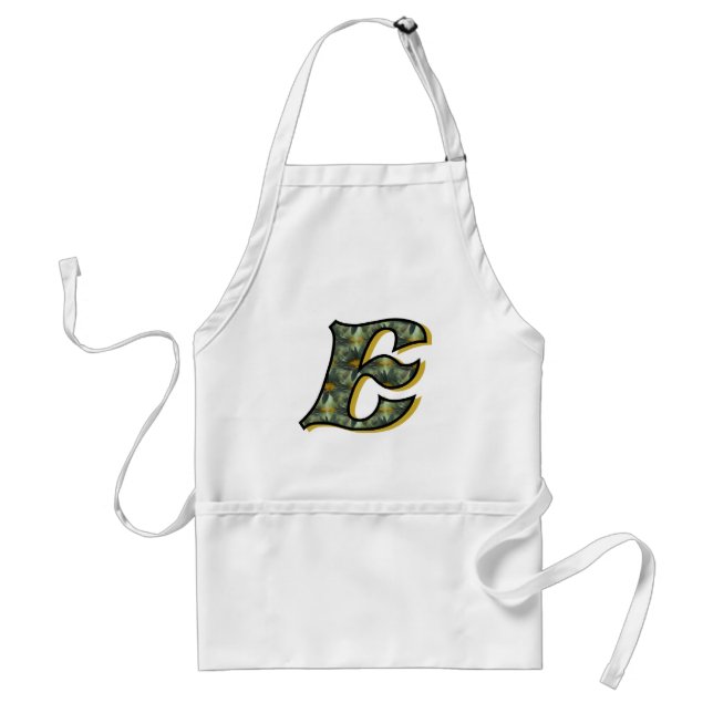 Daisy Monogram Initial E Adult Apron (Front)