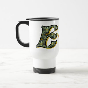 Daisy Monogram Initial E Personalized Travel Mug