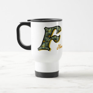 Daisy Monogram Initial F Personalized Travel Mug