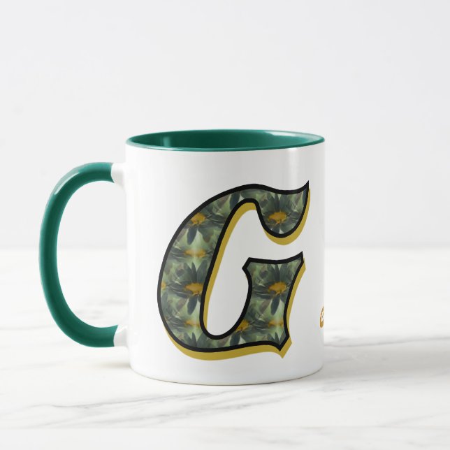 Daisy Monogram Initial G Personalized Mug (Left)