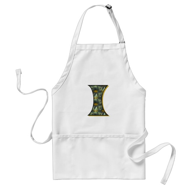 Daisy Monogram Initial I Adult Apron (Front)