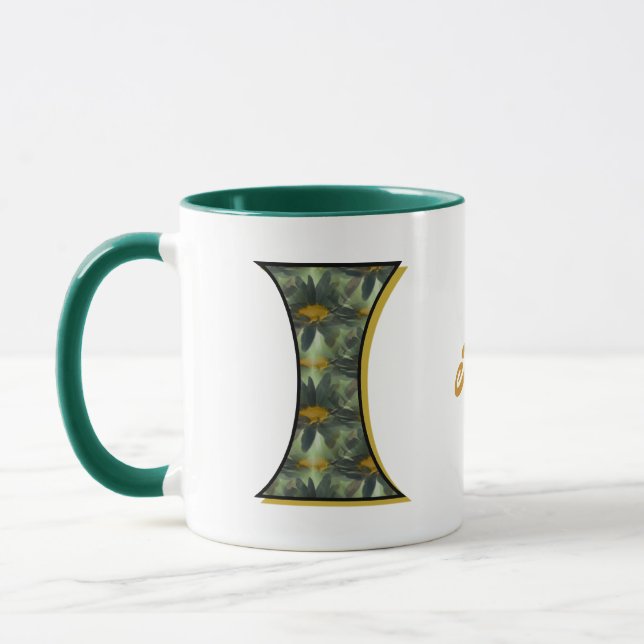 Daisy Monogram Initial I Personalized Mug (Left)