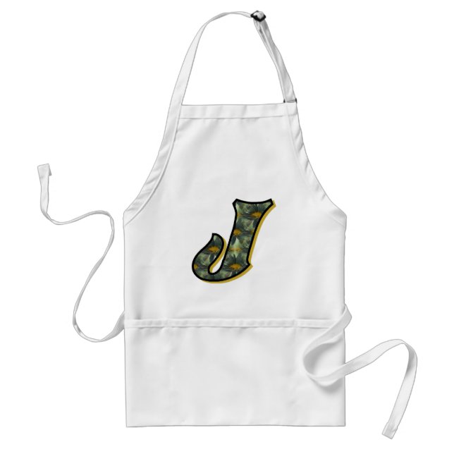 Daisy Monogram Initial J Adult Apron (Front)