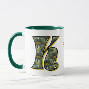 Daisy Monogram Initial K Personalized Mug