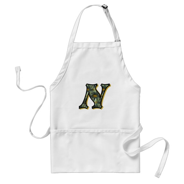 Daisy Monogram Initial N Adult Apron (Front)