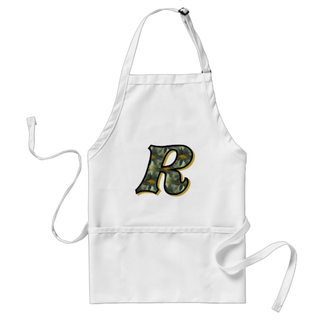 Daisy Monogram Initial R Adult Apron (Front)