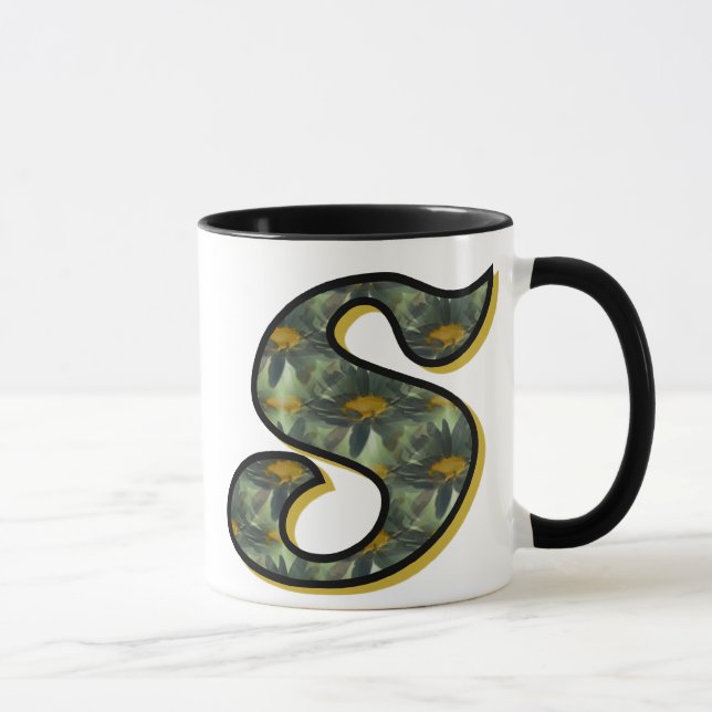 Daisy Monogram Initial S Mug (Right)