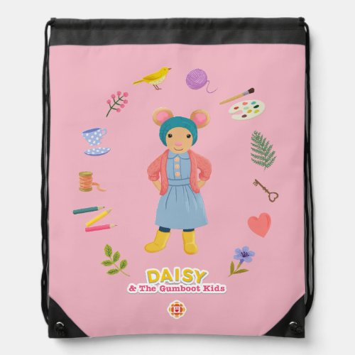 Daisy Motif Drawstring Bag