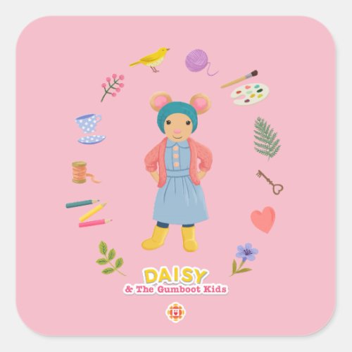 Daisy Motif Square Sticker